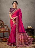 Dual Tone Silk Georgette Pink  Wedding Wear Embroidery Work Saree